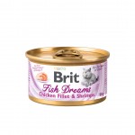 Brit Fish Dreams Chicken Fillet & Shrimps Cat Can Food 80g Carton (24 Cans)